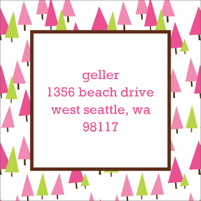 Pink Holiday Trees Stickers